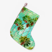 Miami Palms: Wasserfarbe tropisch nahtlos Kleiner Weihnachtsstrumpf (Vorderansicht (hängend))