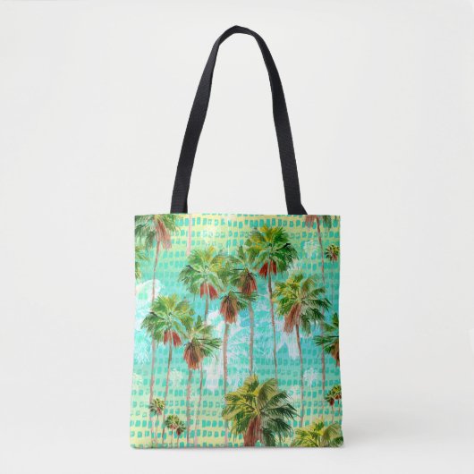 Miami Palms: Wasserfarbe tropisch nahtlos Tasche (Vorderseite)