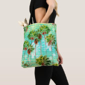 Miami Palms: Wasserfarbe tropisch nahtlos Tasche (Von Nahem)