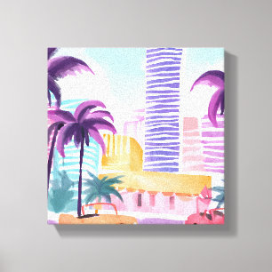 Miami Pastels   Unordentliche Aquarellmalerei Leinwanddruck