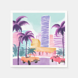 Miami Pastels   Unordentliche Aquarellmalerei Serviette