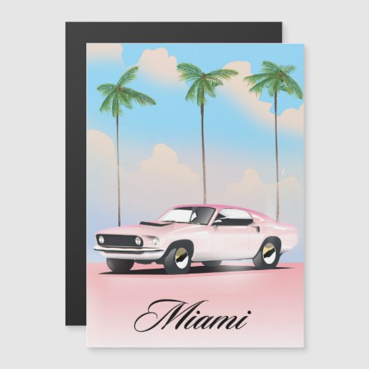 Miami Pink Sunset Magnetkarte (Vorne/Hinten)