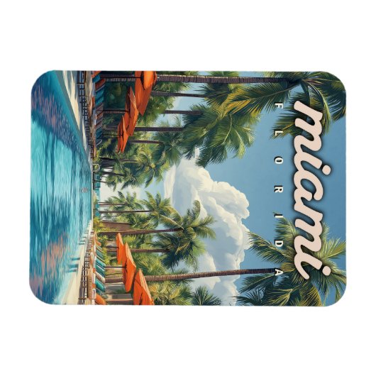 Miami Pool Vintag Magnet (Horizontal)