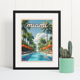 Miami Pool Vintag Poster