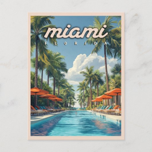 Miami Pool Vintag Postkarte (Vorderseite)
