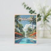 Miami Pool Vintag Postkarte (Stehend Vorderseite)