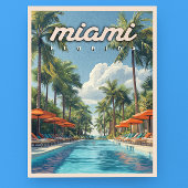 Miami Pool Vintag Postkarte