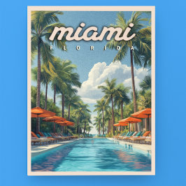Miami Pool Vintag Postkarte