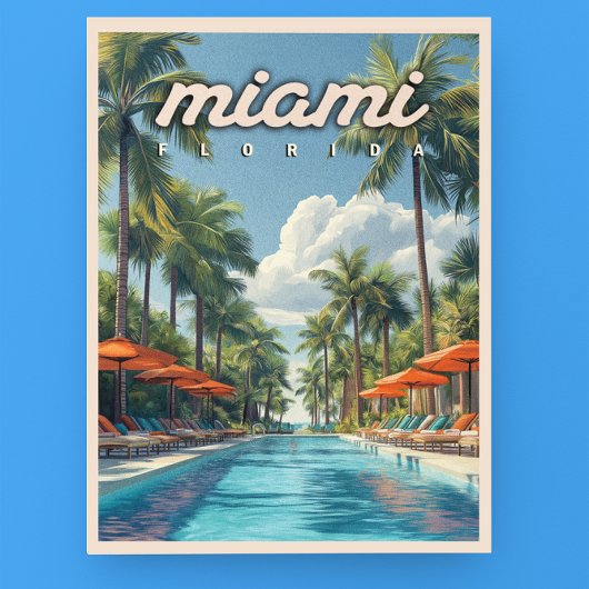 Miami Pool Vintag Postkarte