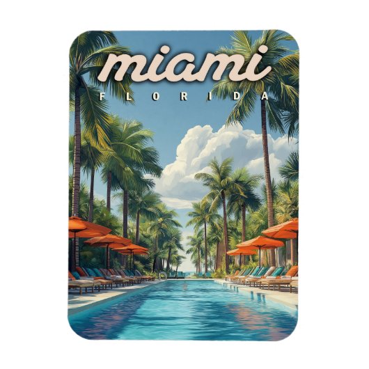 Miami Pool Vintage Magnet (Vertikal)