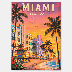 Miami Reise Landmarken Illustration Magnet