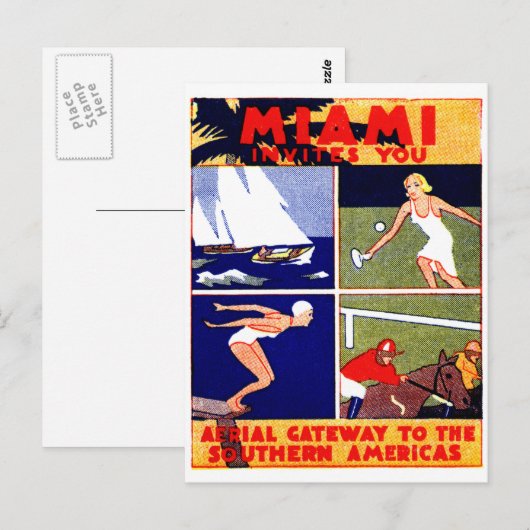 Miami-Reiseplakat 1925 Postkarte (Vorne/Hinten)