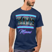 Miami Retro 305 South Beach View 80s Pink Blue T-Shirt (Vorderseite)