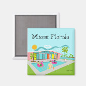 Miami Retro Gay Pink Flamingo Pool Party Magnet (Vorderseite/Rückseite)