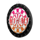 MIAMI Roter Text in Rosa Orange Schwarz und Weiß Dartscheibe (Vorderseite rechts)
