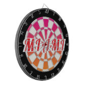 MIAMI Roter Text in Rosa Orange Schwarz und Weiß Dartscheibe (Vorderseite Links)