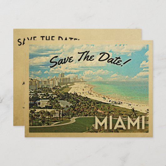 Miami Save the Date Florida City Coast Ankündigungspostkarte (Vorne/Hinten)