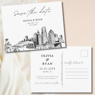 Miami Save the Date Postcard für Hochzeiten in Flo Postkarte