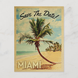 Miami Save The Date Vintage Strand Palme Ankündigungspostkarte