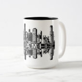 Miami, schwarze Skyline aus Florida Zweifarbige Tasse (VorderseiteRechts)