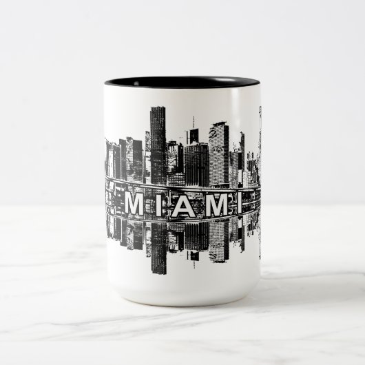 Miami, schwarze Skyline aus Florida Zweifarbige Tasse (Mittel)