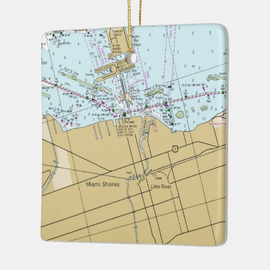 Miami Shores Nautical Chart Keramikornament (Links)