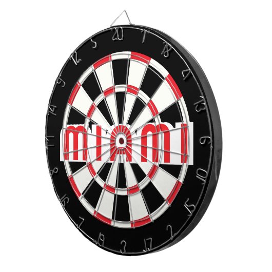 MIAMI Simple Modern Schwarz-weiß Red Dartscheibe (Vorderseite rechts)