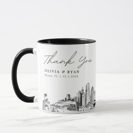 Miami Sketch Simple Custom Wedding Coffee Tasse (Links)