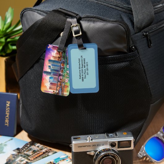 Miami Skyline Abstrakt Art Gepäckanhänger (Vorderseite & Rückseite)