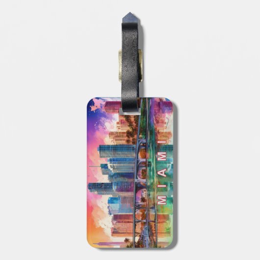 Miami Skyline Abstrakt Art Gepäckanhänger (Rückseite vertikal)