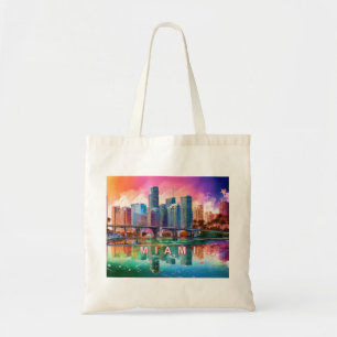 Miami Skyline Abstrakt Art Tragetasche