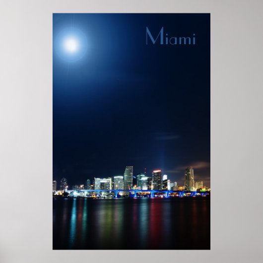 Miami Skyline am Abend Panorama - Poster (Vorne)