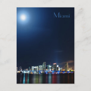 Miami Skyline am Abend Panorama - Postkarte