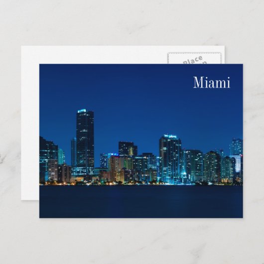 Miami Skyline am Abend Panorama - Postkarte (Vorne/Hinten)