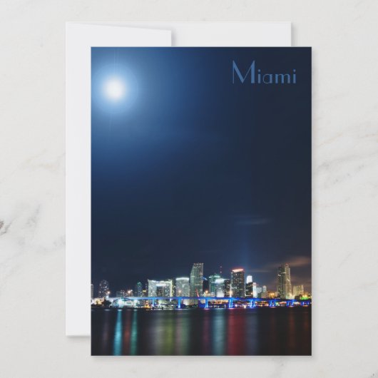 Miami-Skyline am Nachtpanorama - Einladung (Vorderseite)