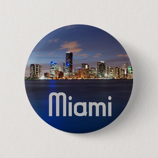 Miami-Skyline an der Dämmerung Button (Vorderseite)