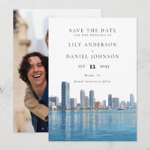 Miami-Skyline-Aquarell-Foto-Hochzeit Save The Date