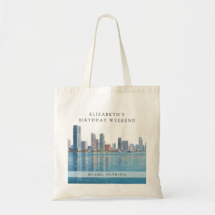 Miami Skyline Aquarell Geburtstags-Wochenende Tragetasche