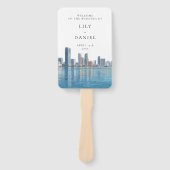Miami-Skyline-Aquarell-Hochzeitsprogramm Fächer (Vorderseite)