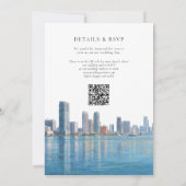 Miami Skyline Aquarell QR-Code Hochzeit Einladung (Rückseite)