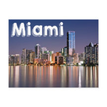 Miami Skyline At Night, Miami Florida, USA