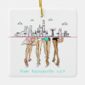 Miami Skyline Bachelorette Bikini Custom Keepsake Keramikornament (Vorderseite)