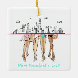 Miami Skyline Bachelorette Bikini Custom Keepsake Keramikornament