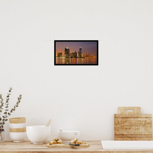 Miami Skyline bei Dusk Panorama Poster (Küche)