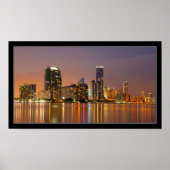 Miami Skyline bei Dusk Panorama Poster (Vorne)