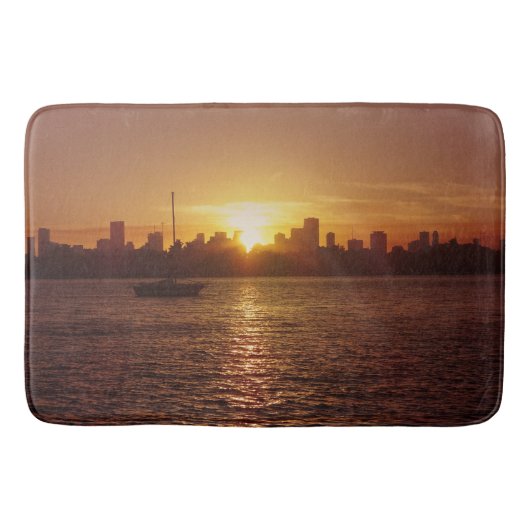Miami Skyline bei Sunset Badematte (Vorderseite)