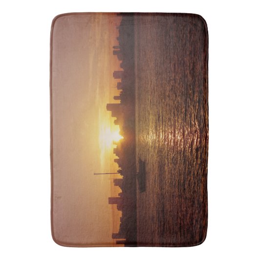 Miami Skyline bei Sunset Badematte (Vorderseite Vertikal)