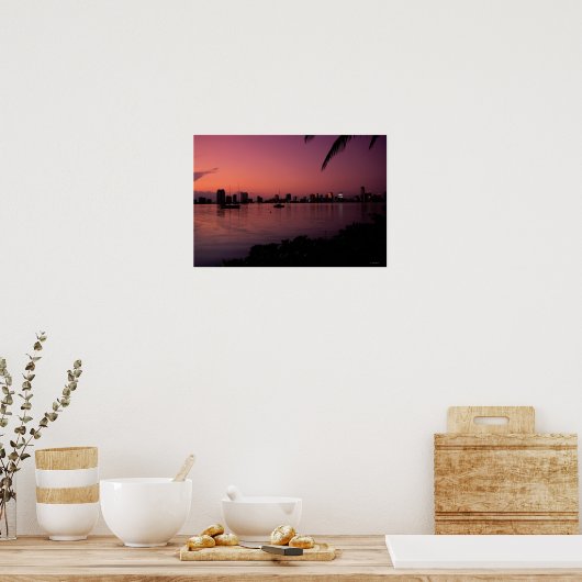 Miami Skyline bei Sunset Poster (Küche)