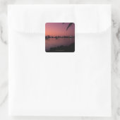 Miami Skyline bei Sunset Quadratischer Aufkleber (Tasche)