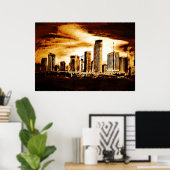 Miami Skyline Charcoal Poster (Heimbüro)